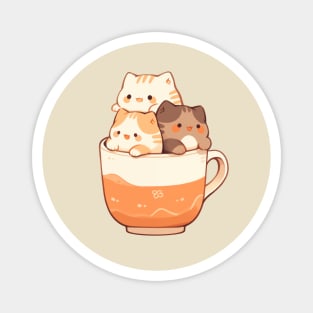 Kawaii kittens in the cup Magnet